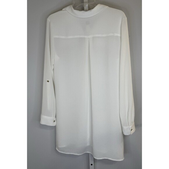 Chico’s White Tunic Blouse Women’s 0 (US 4) Long Sleeve Button Front Roll Tab - Picture 2 of 8